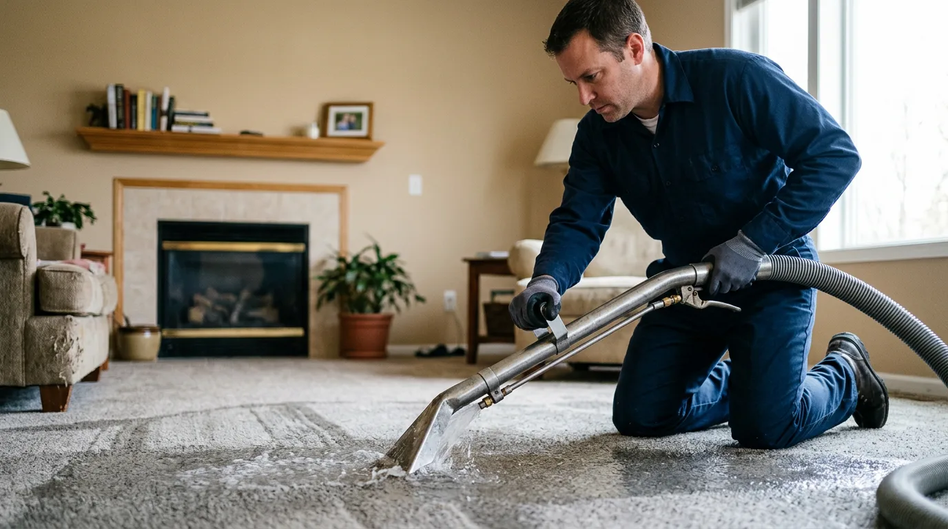 Water damage restoration technician working near Bluff City, AR